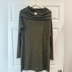 Cabi 4016 Solace Cowl Neck Sweater Dress Olive Green size small Drawstring